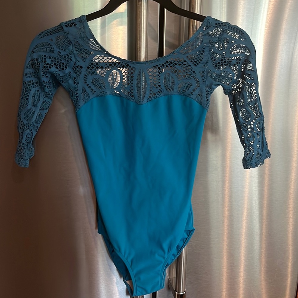Eleve leotard in teal.  Size is xs but fits like a small.